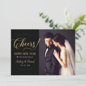 応援金ゴールドブラックHappy New 結婚 Year's Photo シーズンカード (スタンド正面)