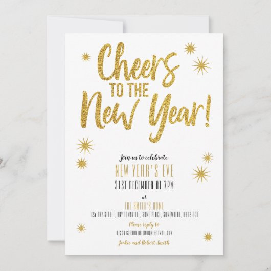 応援金ゴールド大晦日の招待状 招待状 (正面)
