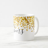 応援金ゴールド水玉模様紙吹雪マグカップ コーヒーマグカップ (正面右)