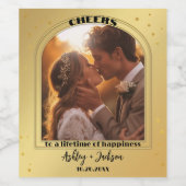 応援金ゴールド紙吹雪写真 ワインラベル (シングルラベル)