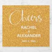 応援金ゴールド結婚グリッターのきらめくワインラベル スパークリングワインラベル (シングルラベル)