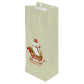 応援雪だるまとワインとスレッドのクリスマス ワインギフトバッグ (裏面アングル)