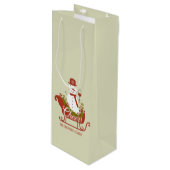 応援雪だるまとワインとスレッドのクリスマス ワインギフトバッグ (正面アングル)