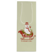 応援雪だるまとワインとスレッドのクリスマス ワインギフトバッグ (正面)