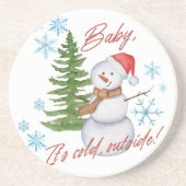 応援霜の降りた雪だるまコースターセット コースター (正面)