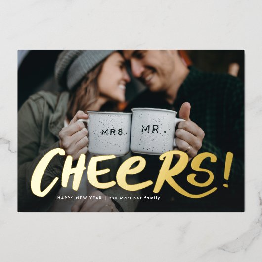 応援1枚はっきりした写真新年 箔シーズンカード (正面)