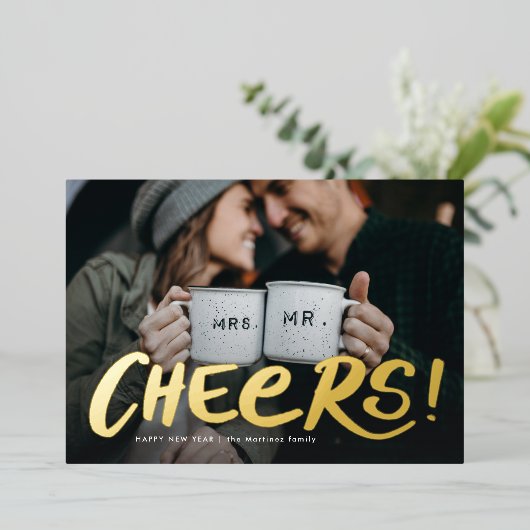 応援1枚はっきりした写真新年 箔シーズンカード (立ち正面)