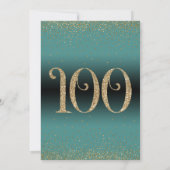 応援100年サプライズ誕生日パーティー、ティール（緑がかった色） 招待状 (裏面)