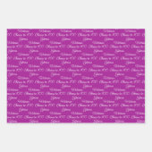 応援100年パープルマゼンタ100誕生日 ラッピングペーパーシート (正面3)