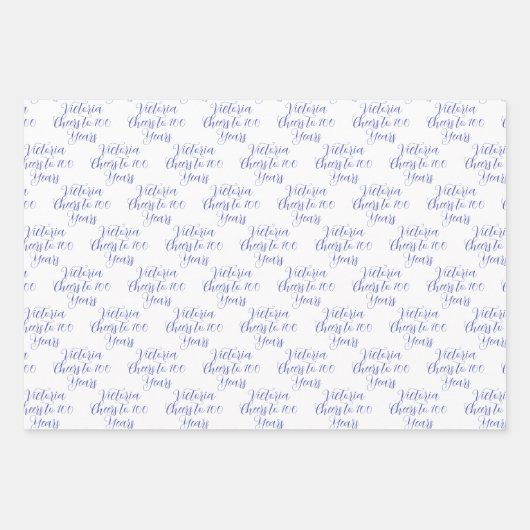 応援100年パープルマゼンタ100誕生日 ラッピングペーパーシート (正面2)