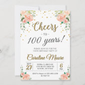 応援100年レディース100th誕生日パーティー 招待状 (正面)