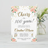 応援100年レディース100th誕生日パーティー 招待状 (スタンド正面)