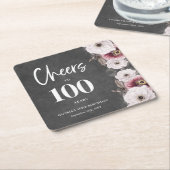 応援100誕生日 スクエアペーパーコースター (アングル)
