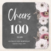 応援100誕生日 スクエアペーパーコースター (正面)