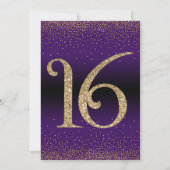 応援16年サプライズ誕生日パーティー、紫 招待状 (裏面)