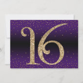 応援16年サプライズ誕生日、紫 招待状 (裏面)