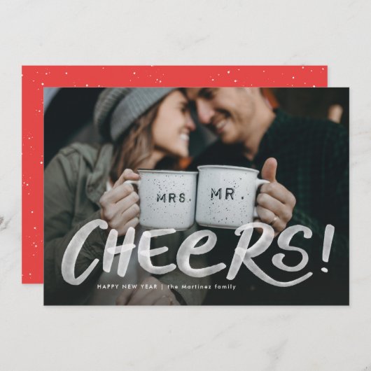 応援2つの写真水の色happy new year シーズンカード (正面/裏面)