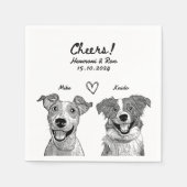 応援2ペット描パーソナライズされたシンプル結婚の スタンダードカクテルナプキン (正面)