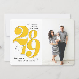 応援2019年新年はっきりした写真ホリデー シーズンカード