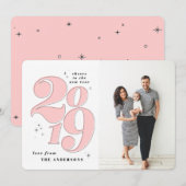 応援2019年新年はっきりした写真ホリデー シーズンカード (正面/裏面)