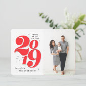 応援2019年新年はっきりした写真ホリデー シーズンカード (スタンド正面)