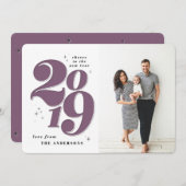 応援2019年新年はっきりした写真ホリデー シーズンカード (正面/裏面)