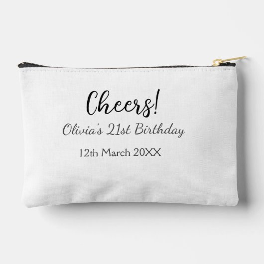 応援21歳の誕生日の追加の名前のシンプル日付ミニマル アクセサリーポーチ (裏面)