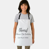 応援21歳の誕生日の追加の名前のシンプル日付ミニマル エプロン (インサイチュ)