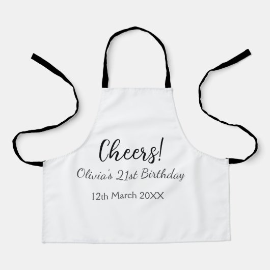 応援21歳の誕生日の追加の名前のシンプル日付ミニマル エプロン (正面)