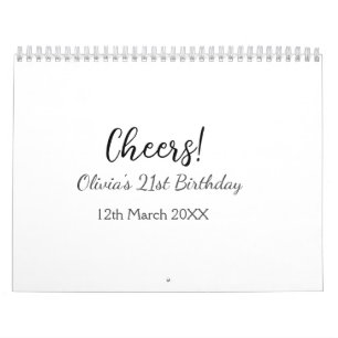 応援21歳の誕生日の追加の名前のシンプル日付ミニマル カレンダー