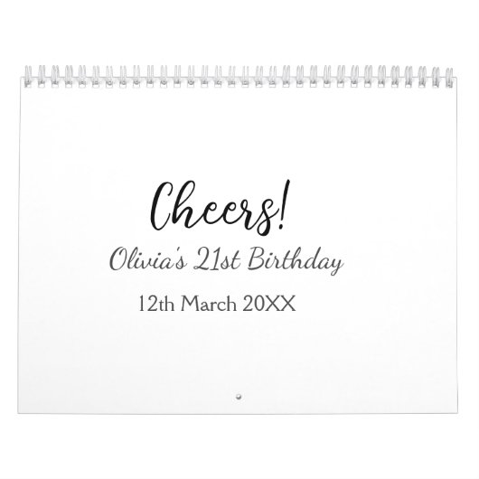 応援21歳の誕生日の追加の名前のシンプル日付ミニマル カレンダー (カバー)