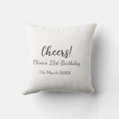 応援21歳の誕生日の追加の名前のシンプル日付ミニマル クッション (裏面)