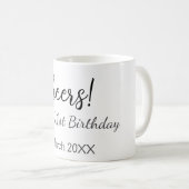 応援21歳の誕生日の追加の名前のシンプル日付ミニマル コーヒーマグカップ (正面右)