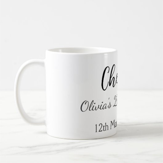 応援21歳の誕生日の追加の名前のシンプル日付ミニマル コーヒーマグカップ (左)