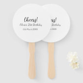 応援21歳の誕生日の追加の名前のシンプル日付ミニマル ハンドファン (正面&裏面)