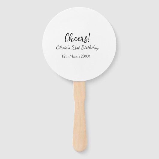 応援21歳の誕生日の追加の名前のシンプル日付ミニマル ハンドファン (正面)