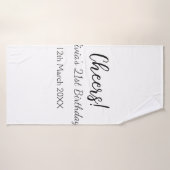 応援21歳の誕生日の追加の名前のシンプル日付ミニマル バスタオル (バスタオル)