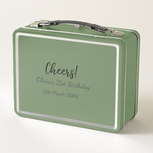 応援21歳の誕生日の追加の名前のシンプル日付ミニマル メタルランチボックス (裏面)