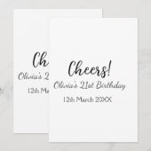 応援21歳の誕生日の追加の名前のシンプル日付ミニマル 招待状 (正面/裏面)