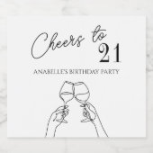 応援21歳の誕生日パーティーシックモダン スパークリングワインラベル (シングルラベル)