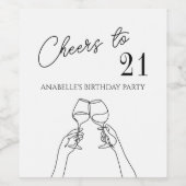 応援21歳の誕生日パーティーシックモダン ワインラベル (シングルラベル)