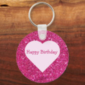 応援21歳の誕生日ピンクのグリッターハートへの好意 キーホルダー (裏面)