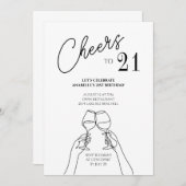 応援21誕生日パーティーシックモダン 招待状 (正面/裏面)