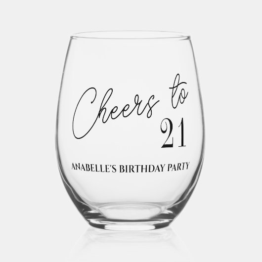 応援21誕生日パーティー ステムなしワイングラス (正面)