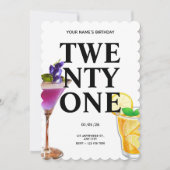 応援21thバースデーガールカクテルフォト 招待状 (正面)