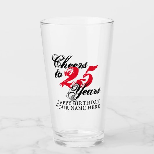応援25年25誕生日ビールグラス贈呈 タンブラーグラス (正面)