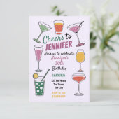 応援30回カラフルカクテルをテーマにした30番目の誕生日 招待状 (スタンド正面)