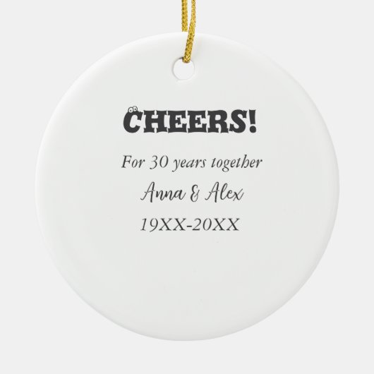 応援30年と一緒にアニバーサリー追加d名 セラミックオーナメント (正面)