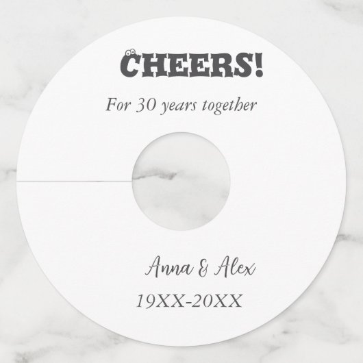 応援30年と一緒にアニバーサリー追加d名 ワイングラスタグ (正面)