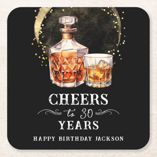 応援30年ウイスキー スクエアペーパーコースター (正面)